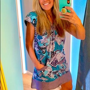 Pawa, Casual Mini Dress w/Front Pockets. Exceptional Quality, Easy Wear & Care,M